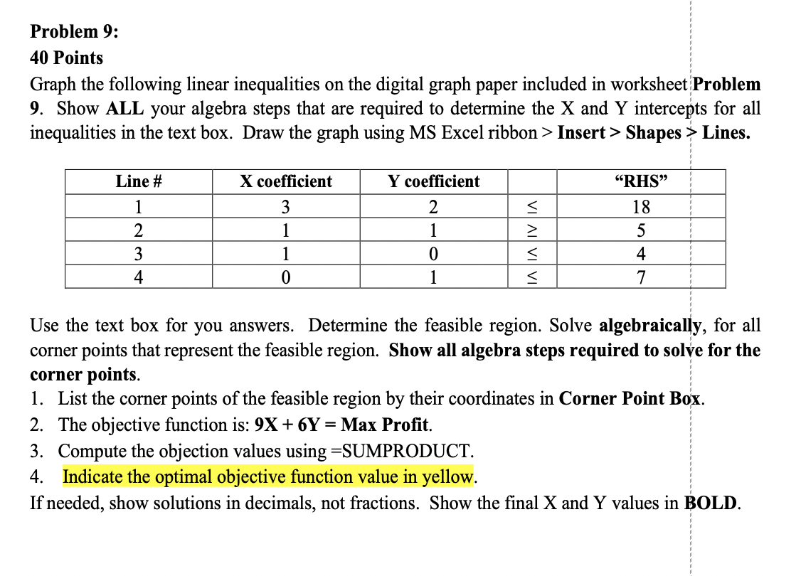 Can someone explained with the follwoing guidline by using excel plz? Problem