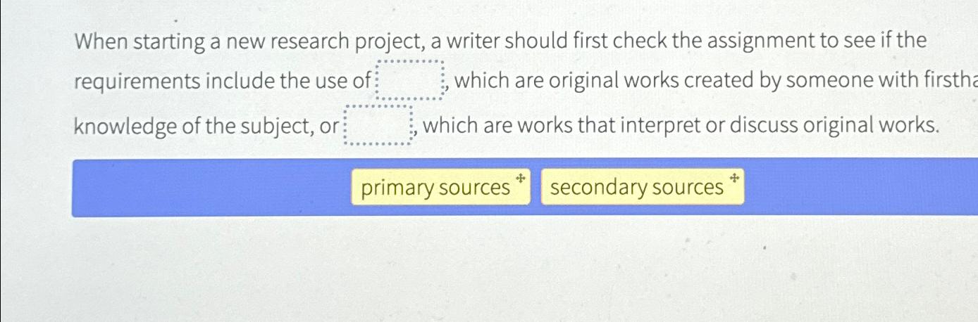  When starting a new research project, a writer should first check