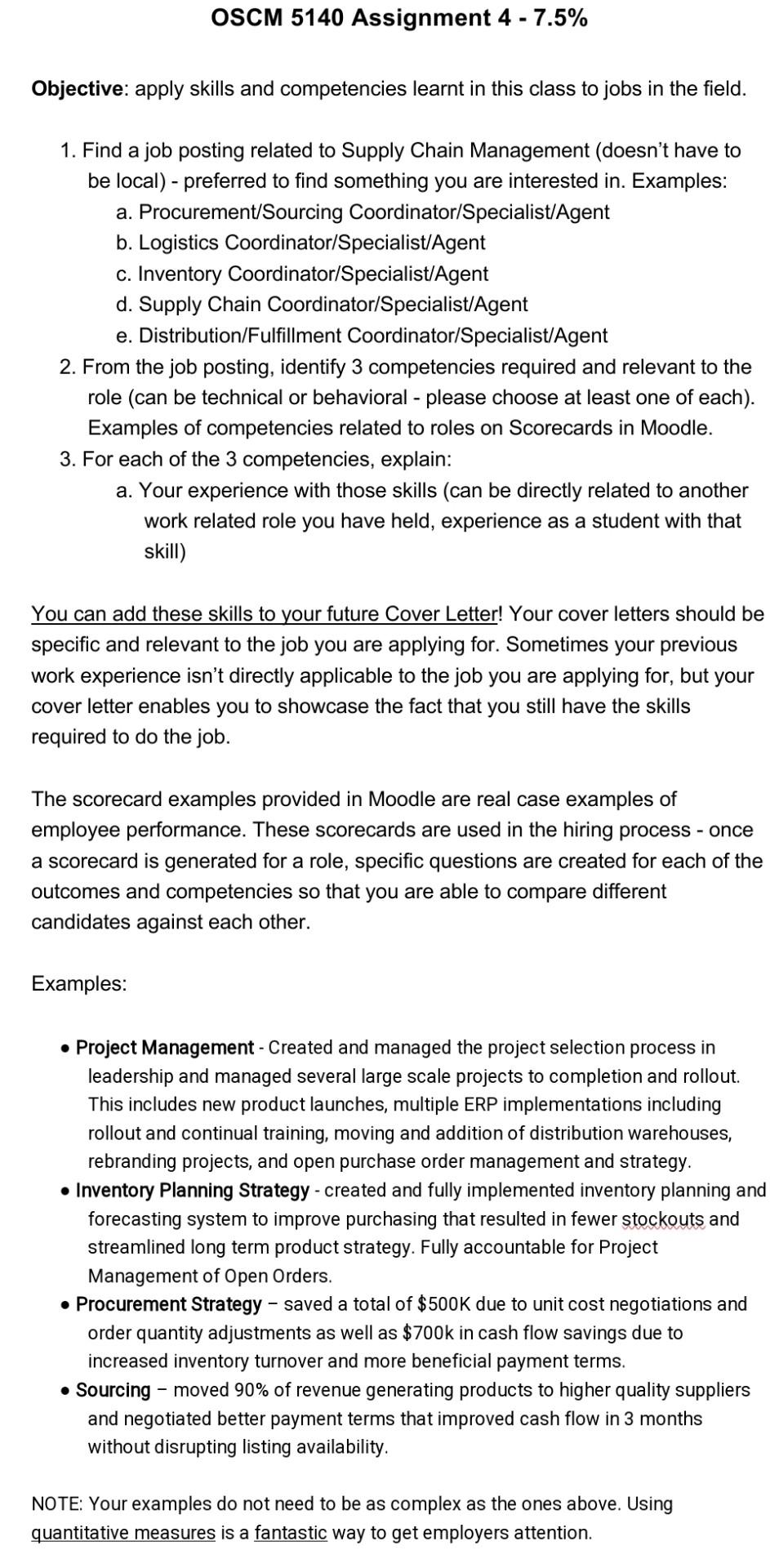 please give answer in brief OSCM 5140 Assignment 4 - 7.5\%