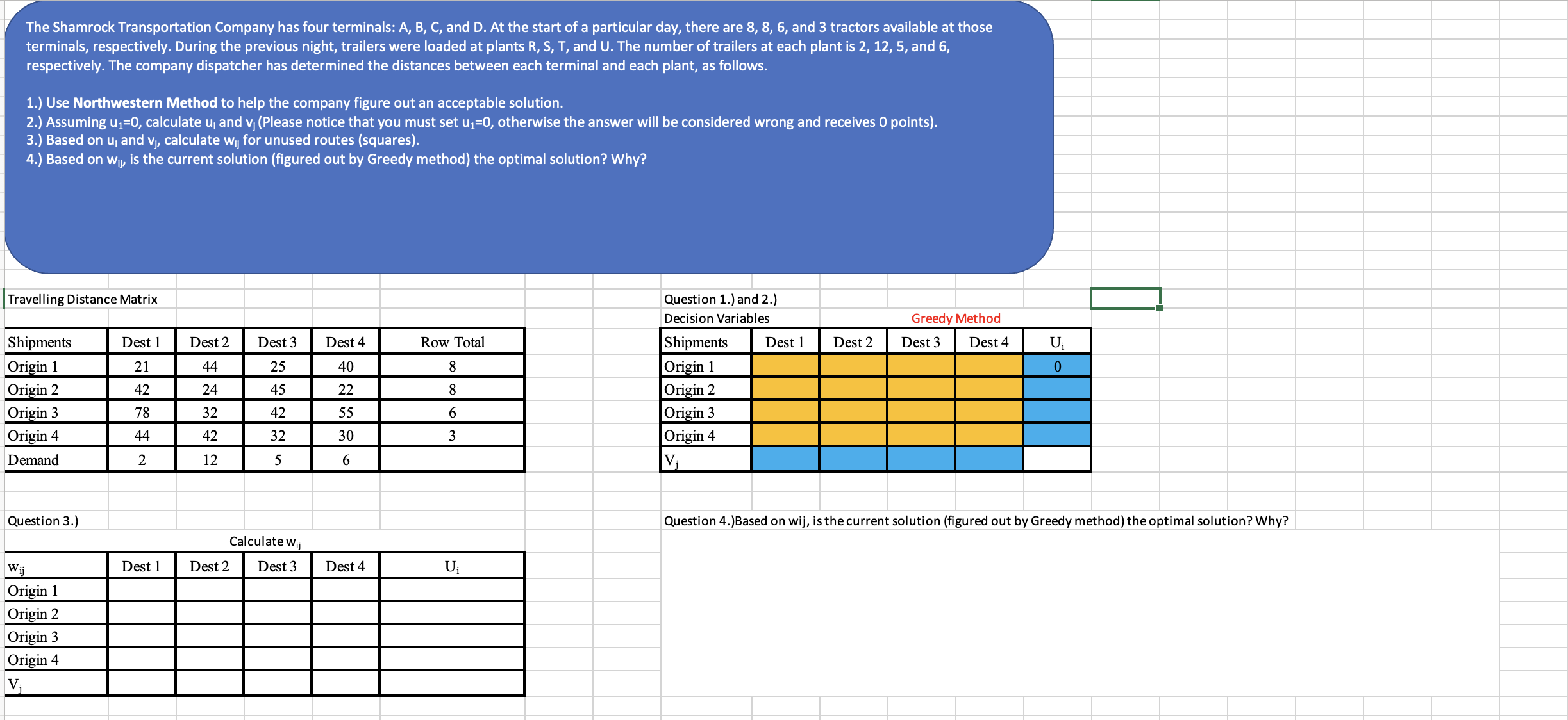 Question 4.)Based on wij, is the current solution (figured out by