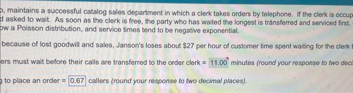 onder = callest (round your iesponse ti fwo docwnd phend) Janson's Department