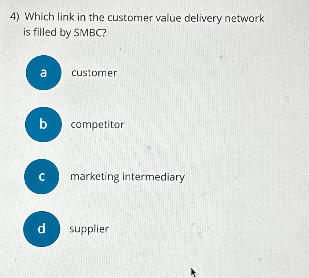  Which link in the customer value delivery network is filled by