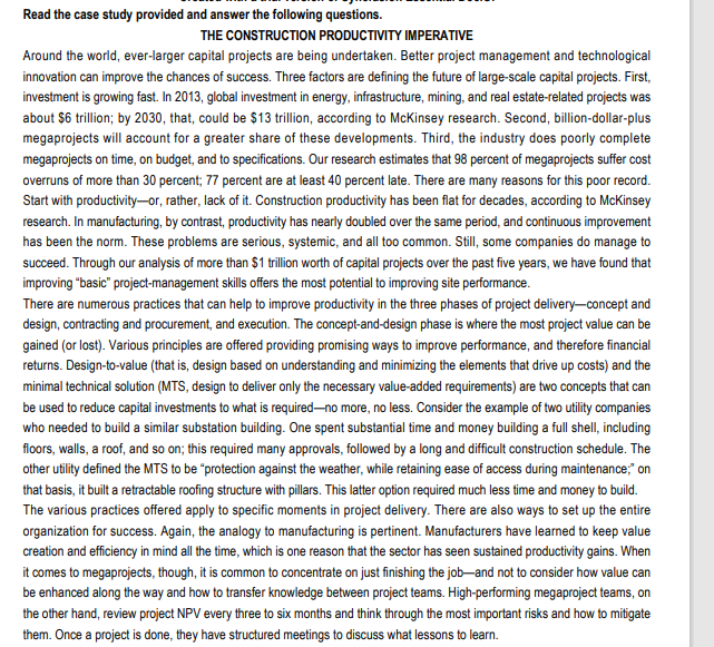 Read the case study provided and answer the following questions. THE