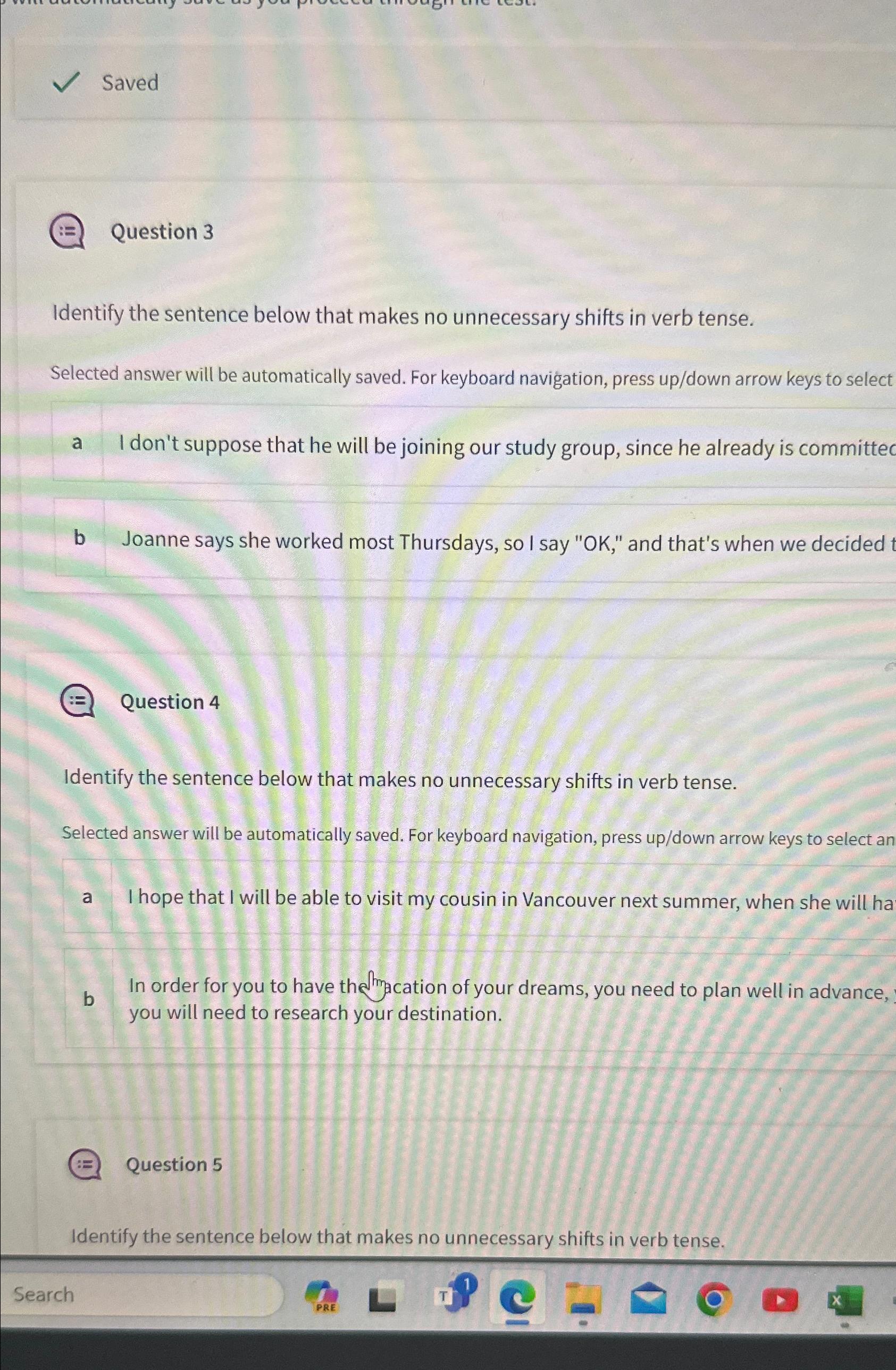  Saved Question 3 Identify the sentence below that makes no unnecessary