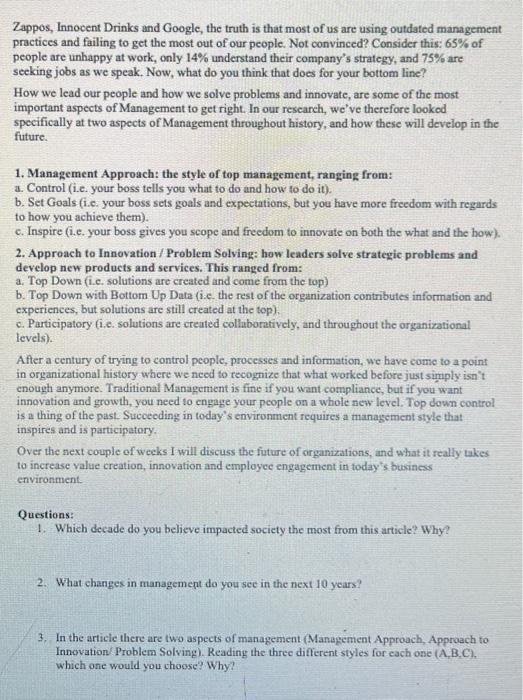 a thumbs up! The Evolution of Management Broken Down This is an