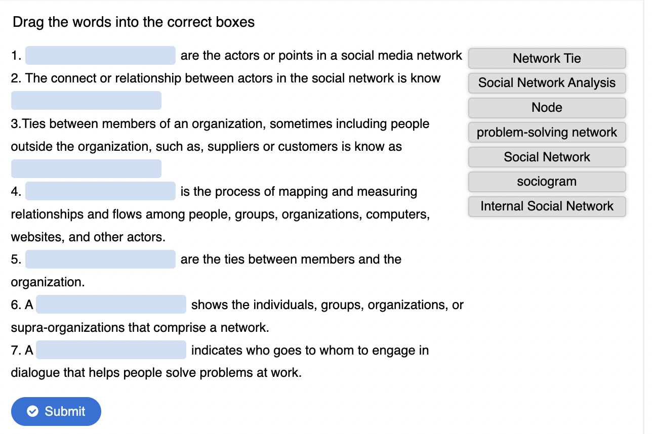 Drag the words into the correct boxes 1. are the actors