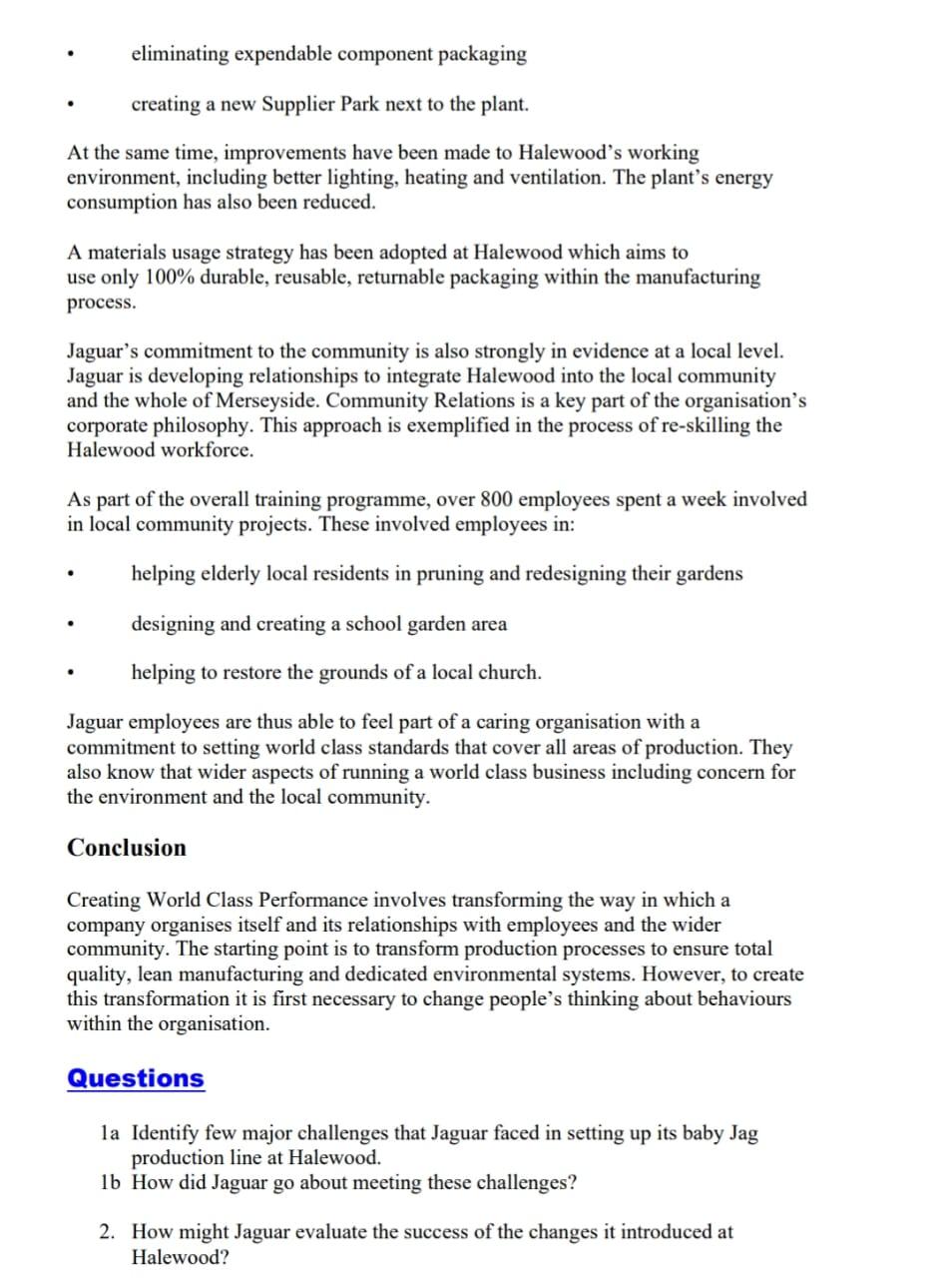 process of change have been an emphasis on creating total quality systems