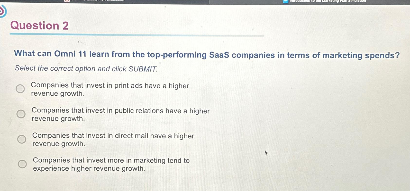  Question 2 What can Omni 11 learn from the top-performing SaaS