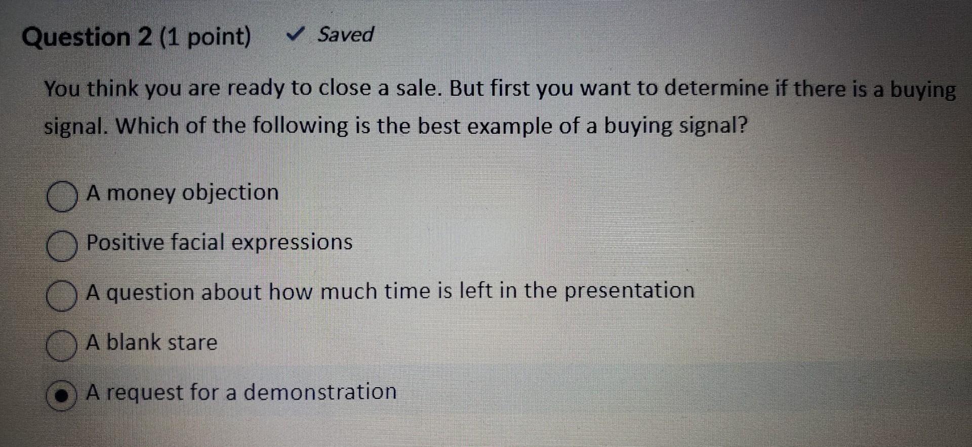 you might experience. Which of the following is the best example of