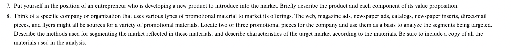 this is about marketing. I need to answer about each questions. please