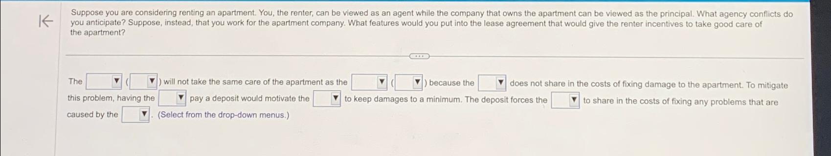  the apartment? The 1( .) will not take the same care