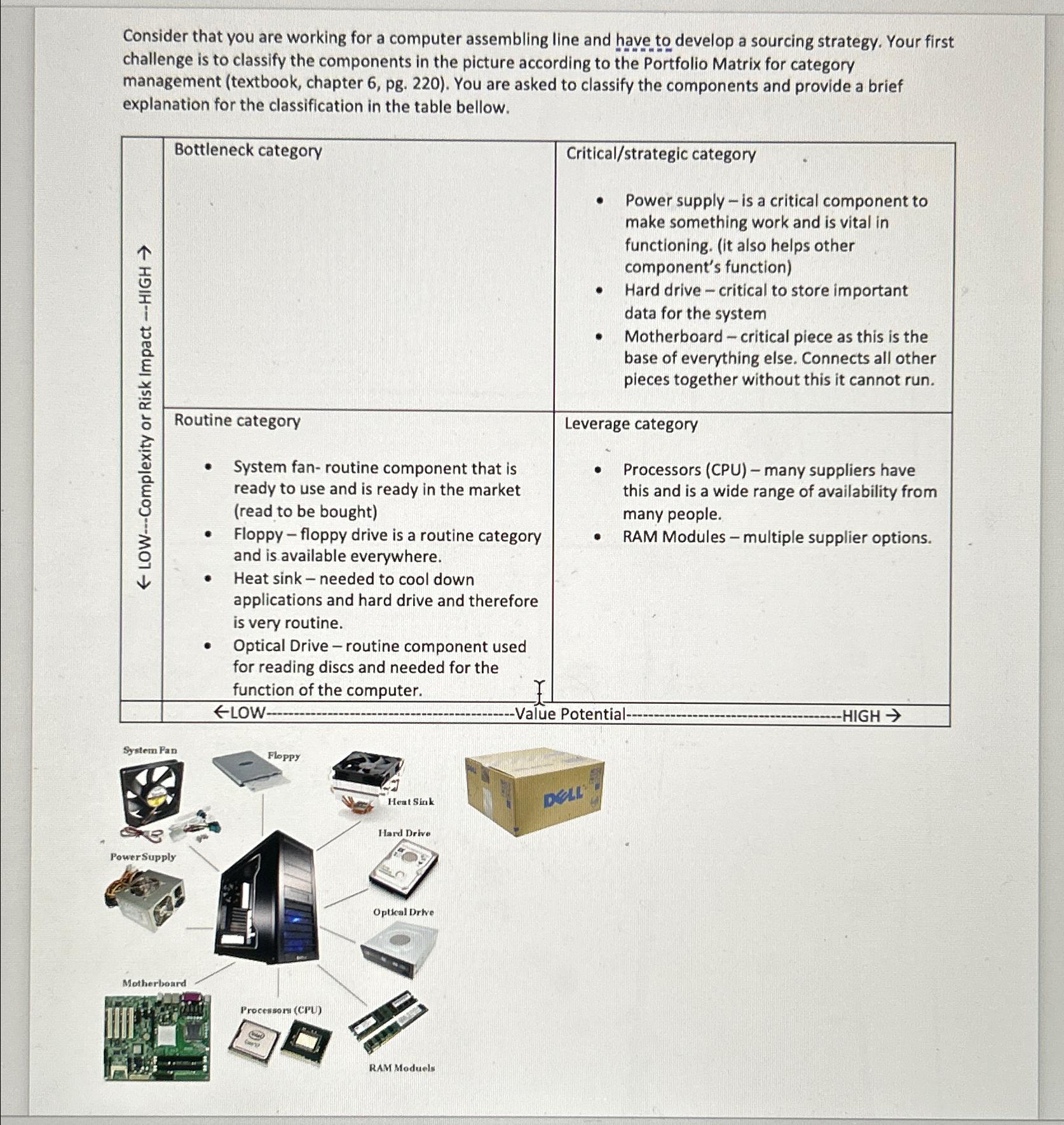  Consider that you are working for a computer assembling line and