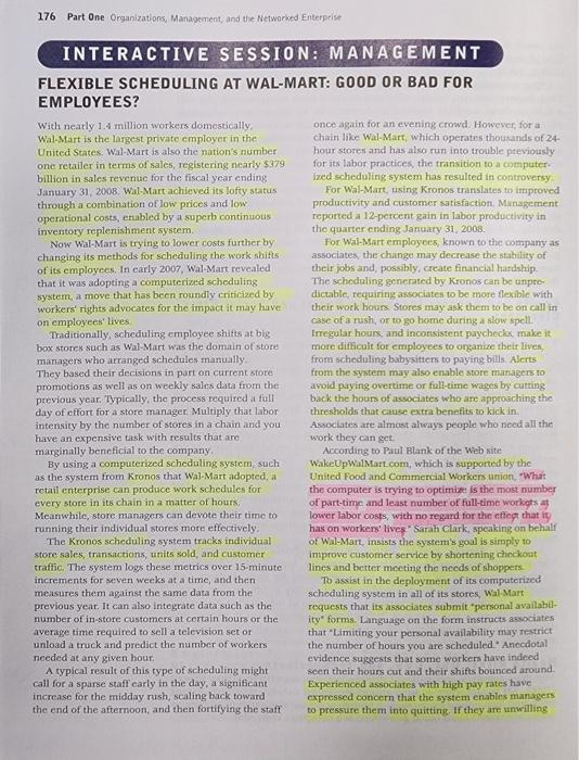  can you answer the case study qustions 176 Part One Organizations,