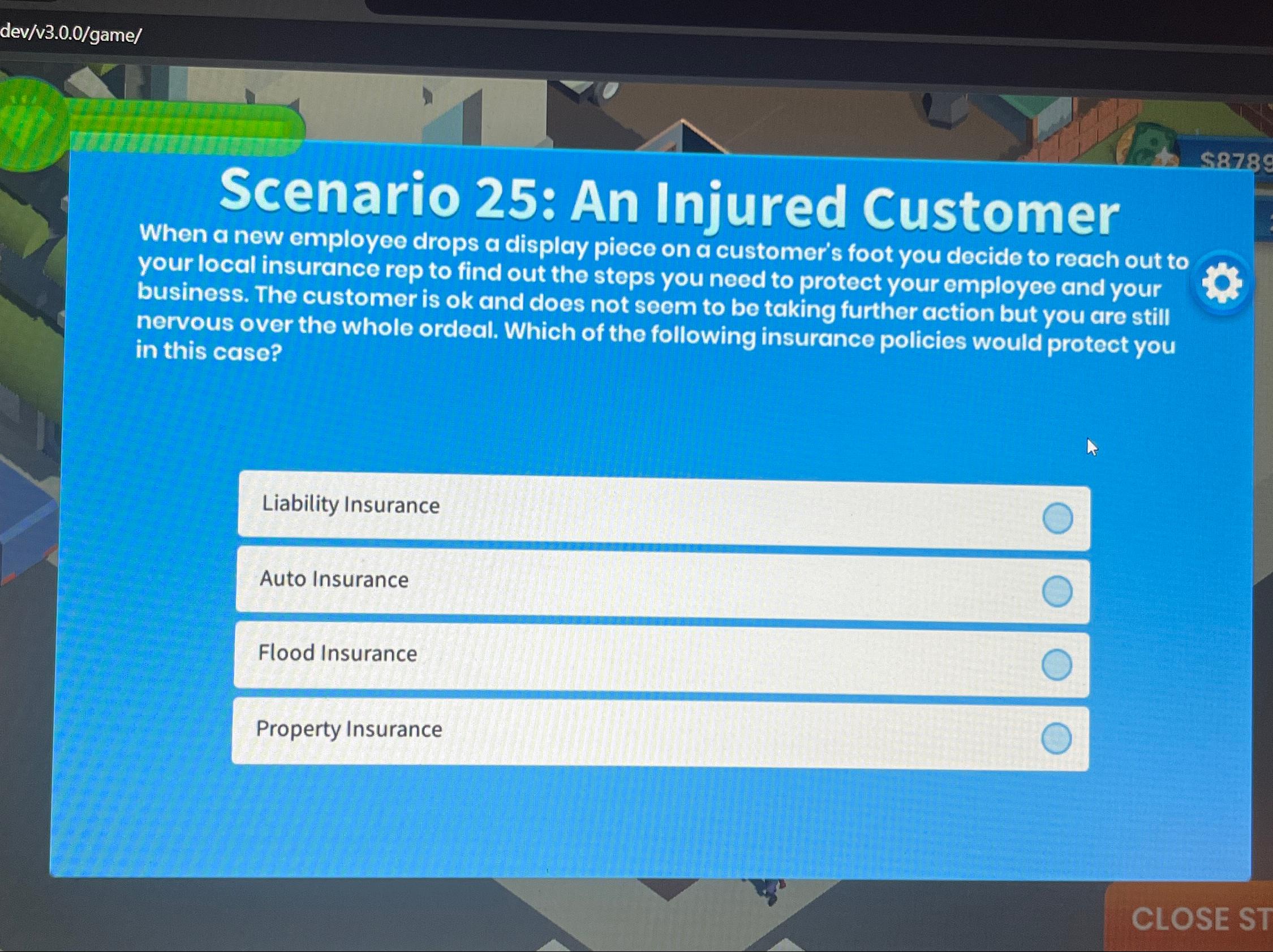  devv3.0.0game? Scenario 25: An Injured Customer When a new employee drops