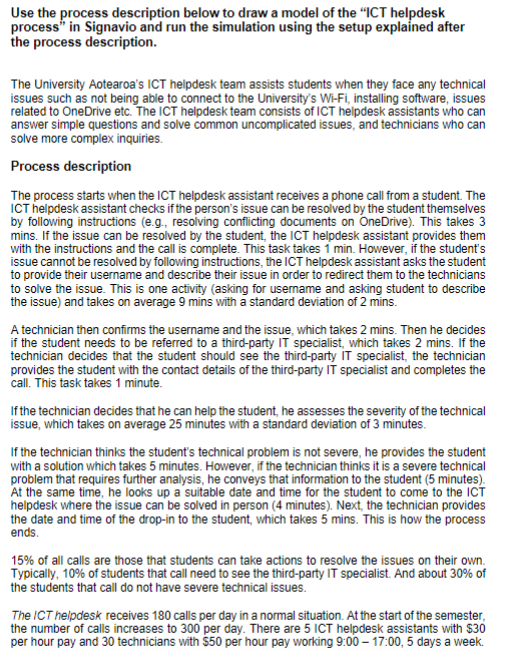  Use the process description below to draw a model of the