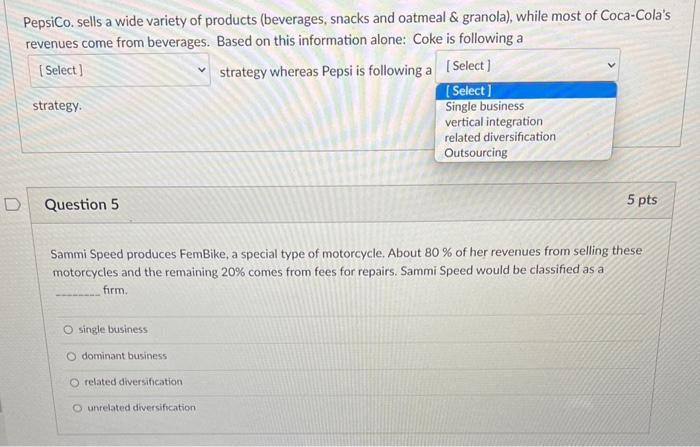  top question both drop downs are the same. thank u PepsiCo.
