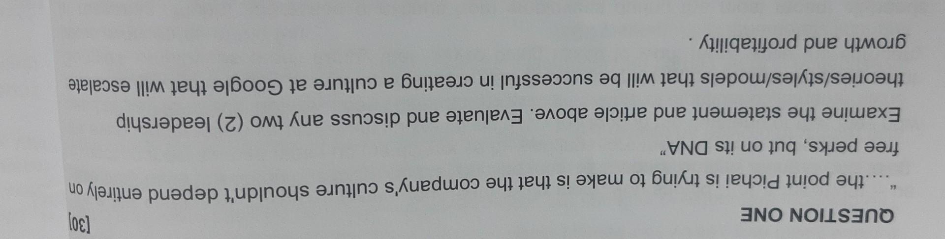  QUESTION ONE [30] "....the point Pichai is trying to make is