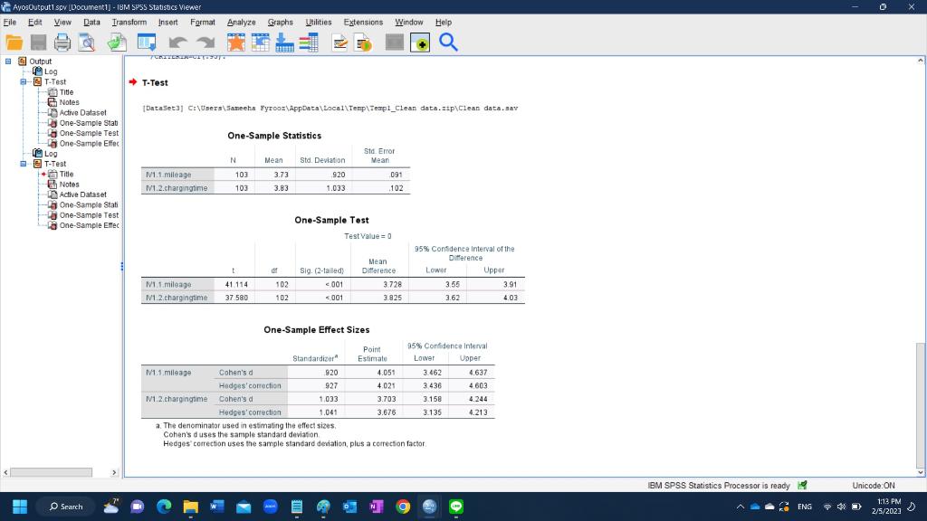 Please assist to analyze the below one sample T-test for Toyota E.V