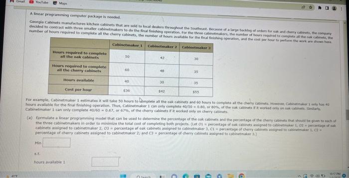 help me solve this please A linoar programming correuter package is neoded.