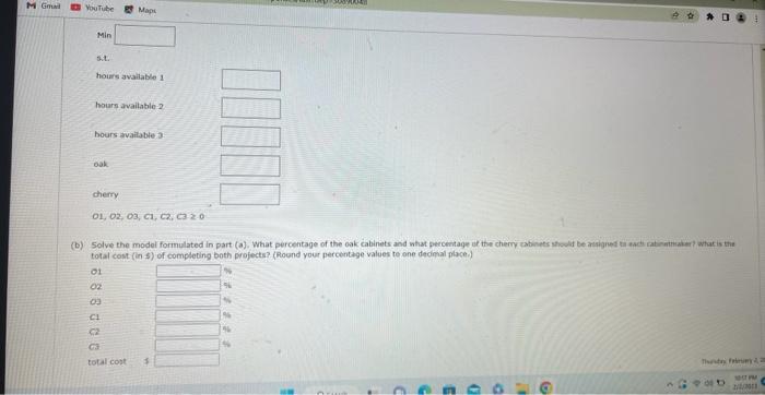 For example, Cabinetmaker 1 estimates it will take 50 hours to Qomplete