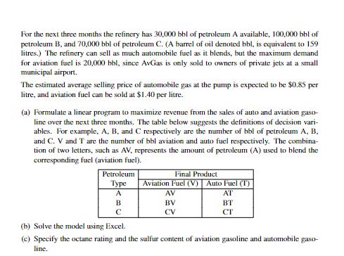 blends three types of refined petroleum to produce two commercial gasoline products: