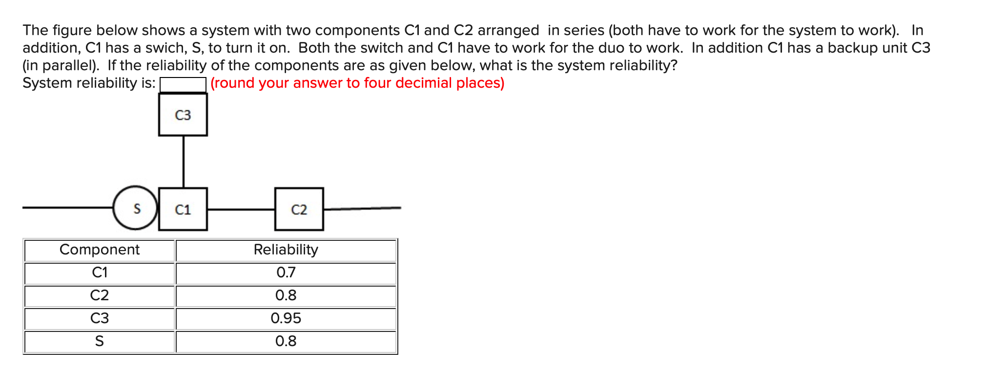  The figure below shows a system with two components C1 and