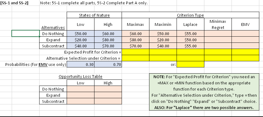 Please solve in excel and show formulas used. Please solve in excel
