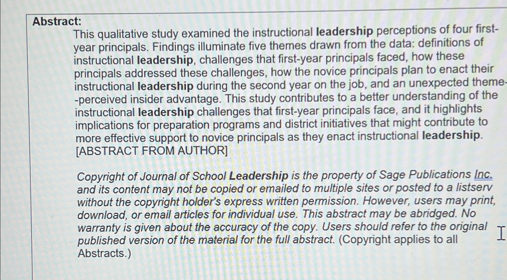  write2-3 sentences summarizing the article below Abstract: This qualitative study examined
