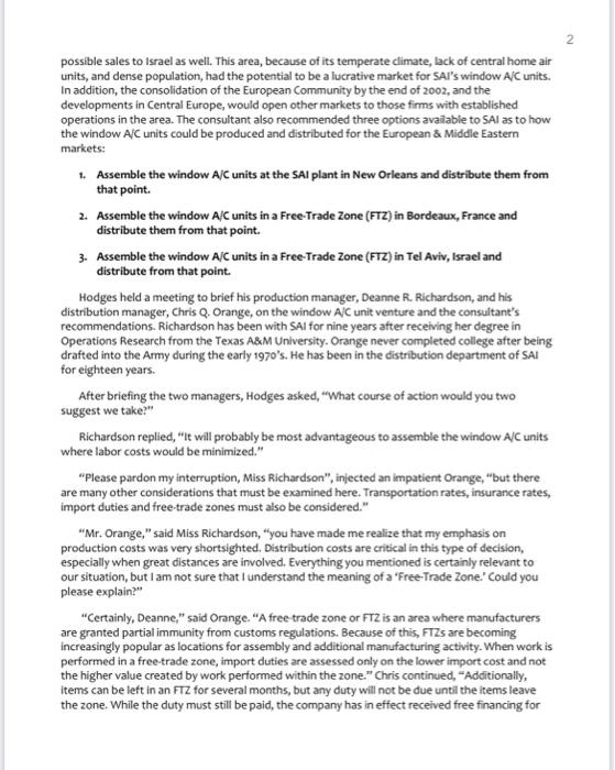 International1 Introduction: Southern Air Conditioning, Incorporated (SAI) is a specialized air conditioning