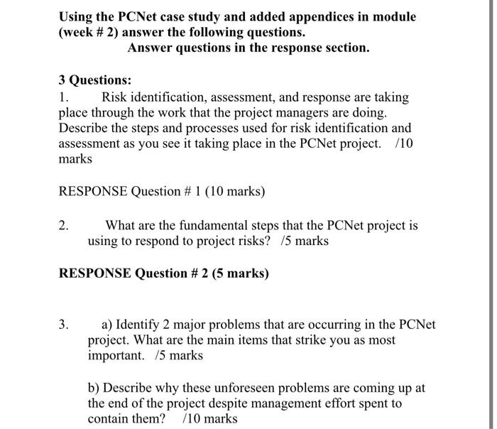  Using the PCNet case study and added appendices in module (week