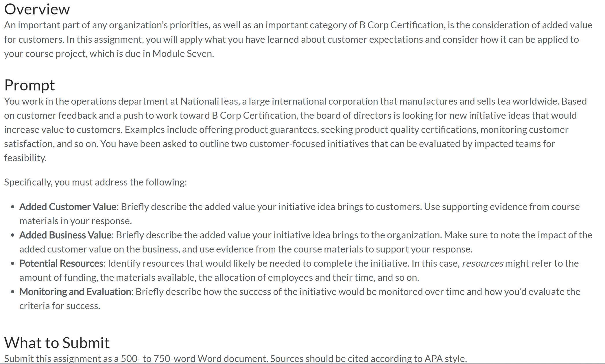  What to Submit Submit this assignment as a 500- to 750-word