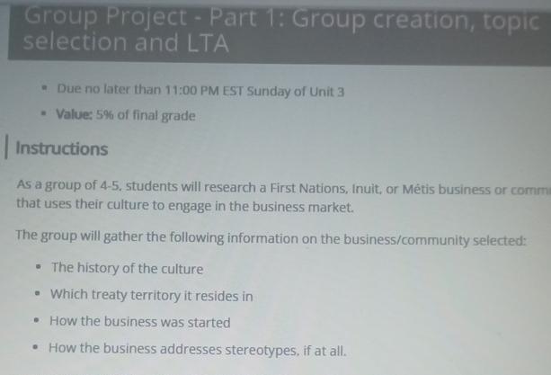 Group Project - Part 1: Group creation, topic selection and ITA