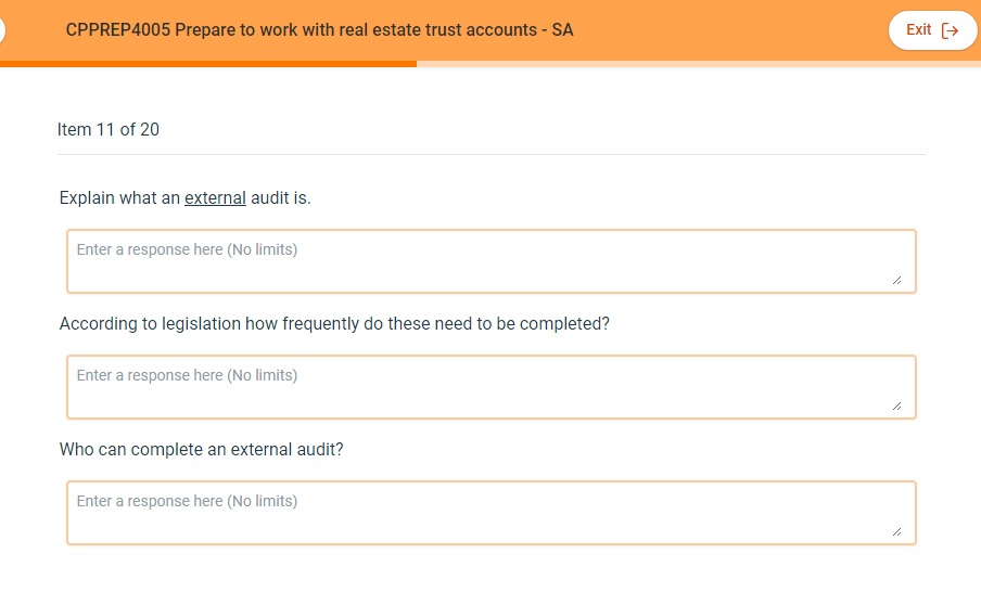 ANSWER 3 QUESTIONS BELOW CPPREP4005 Prepare to work with real estate trust