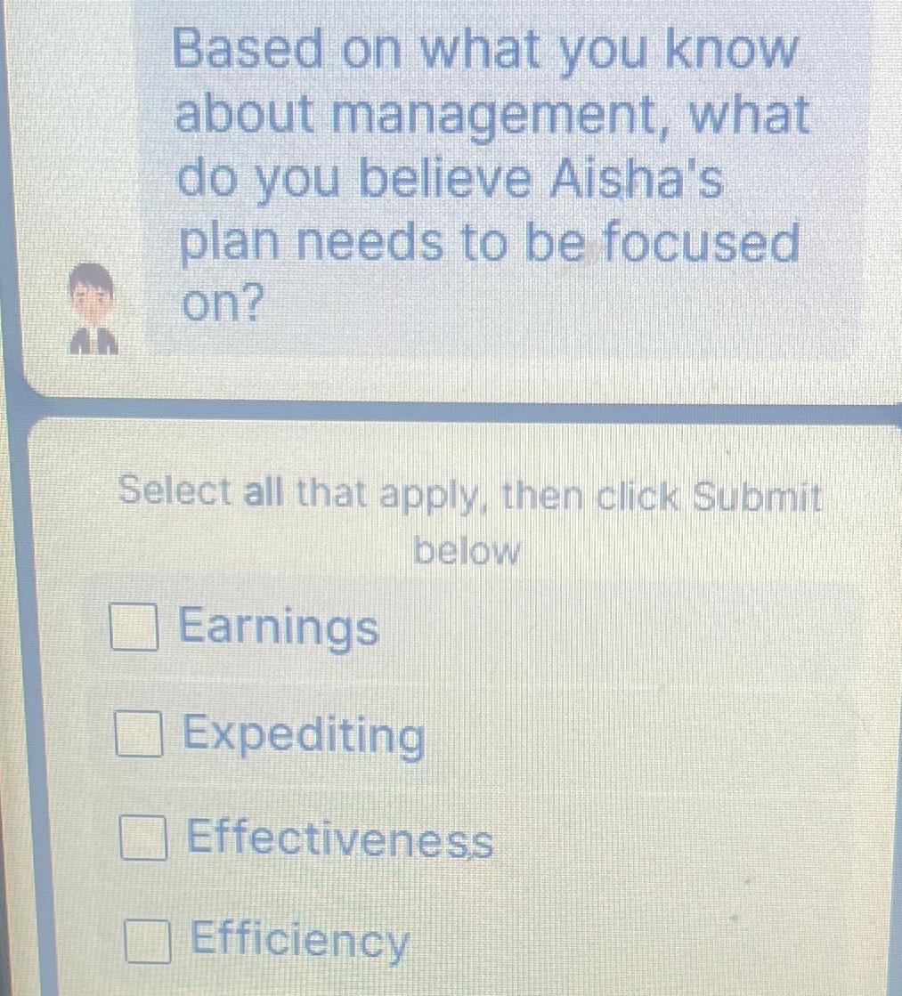  Based on what you know about management, what do you believe