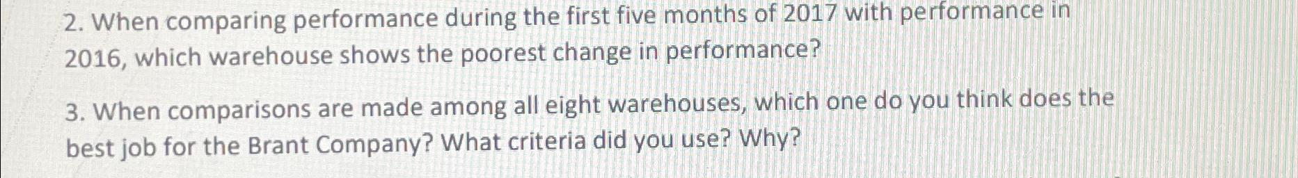  When comparing performance during the first five months of 2017 with