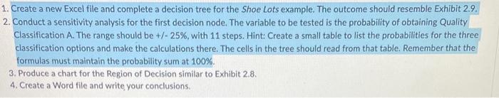  1. Create a new Excel file and complete a decision tree