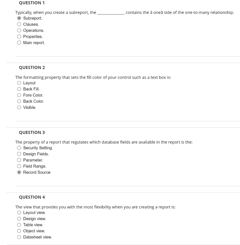  Typically, when you create a subreport, the contains the one side