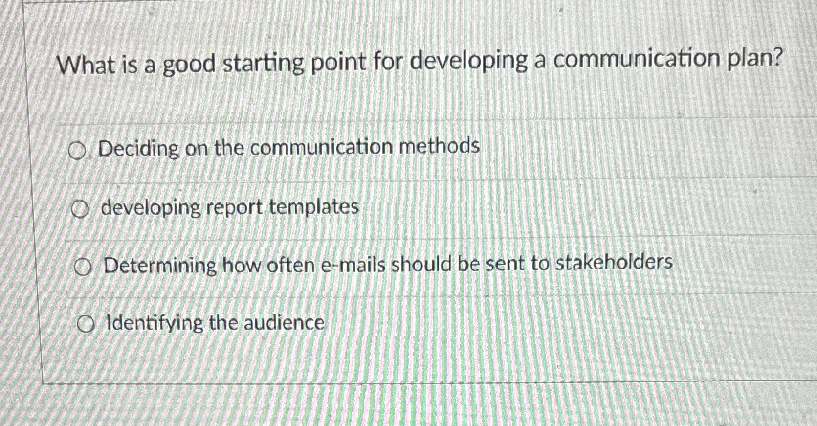  What is a good starting point for developing a communication plan?