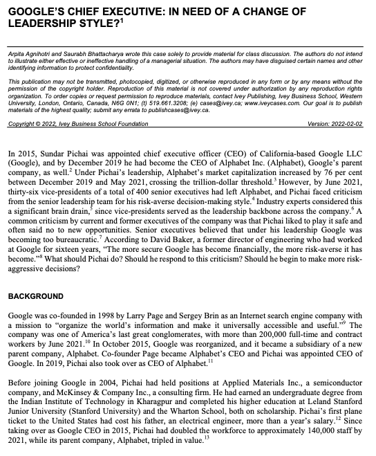 Read the full case below and answer the following questions. 1 -