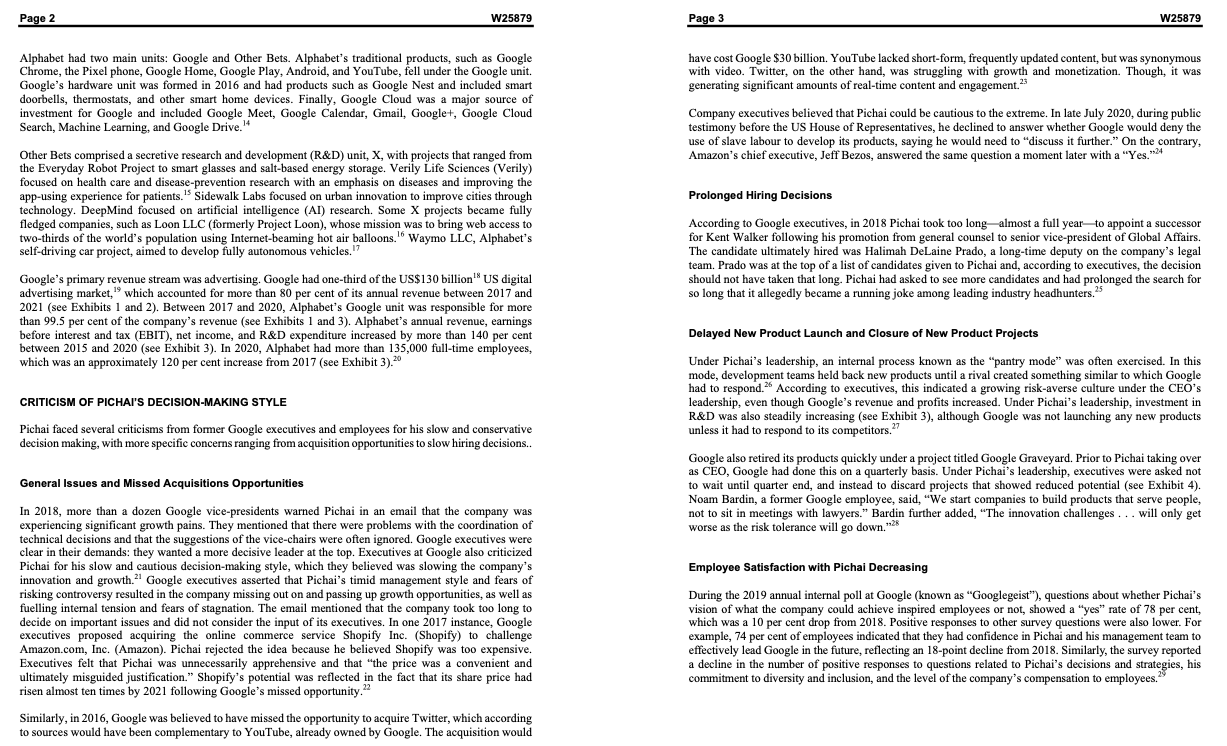 Should Pichai be concerned that Google employees disagree with his leadership style