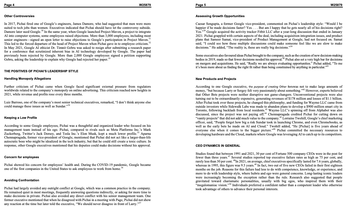 and are exiting the workplace as a results? 2 - Describe Pichai's