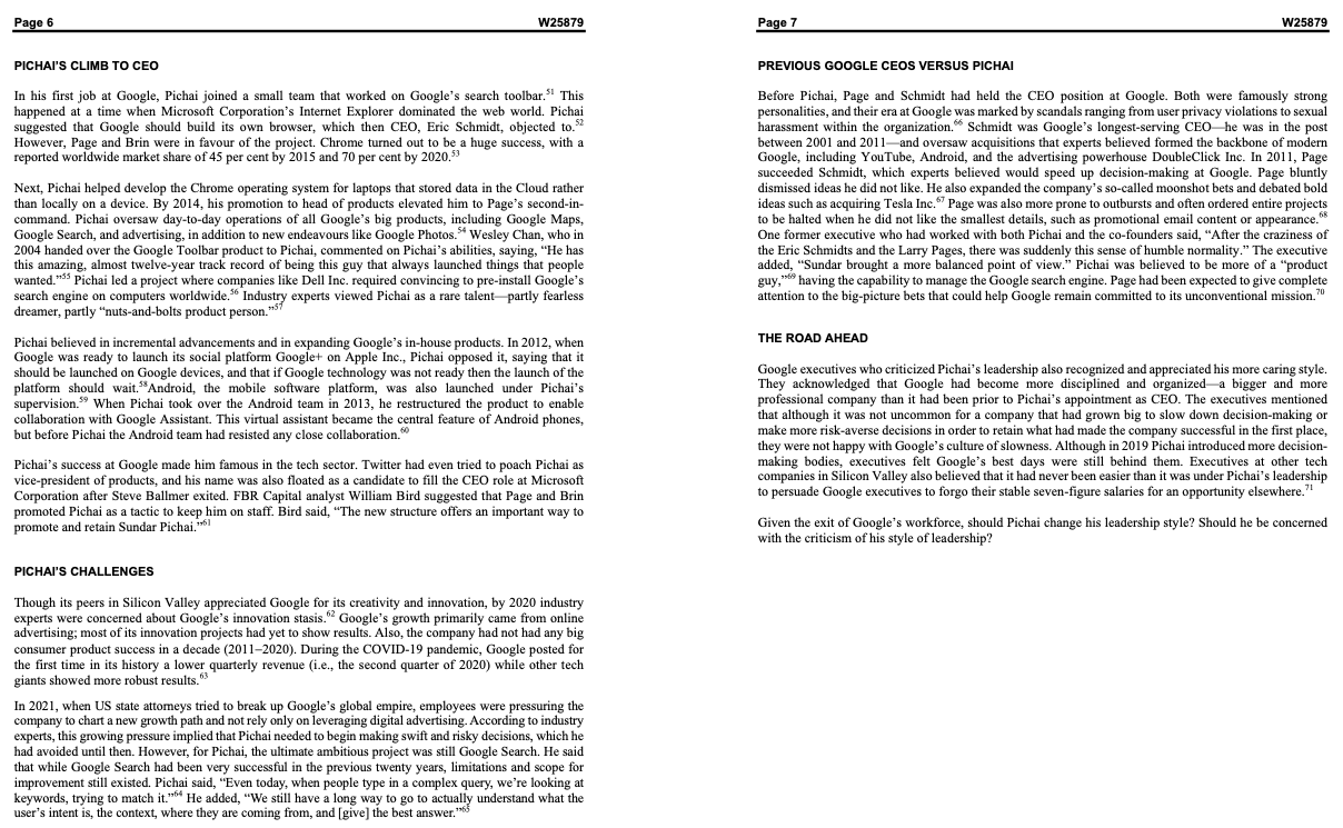 leadership style. 3 - Should Pichai operate and innovate at both Alphabet