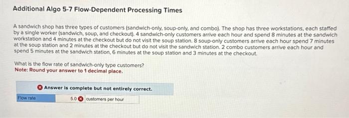  Additional Algo 5-7 Flow-Dependent Processing Times A sandwich shop has three