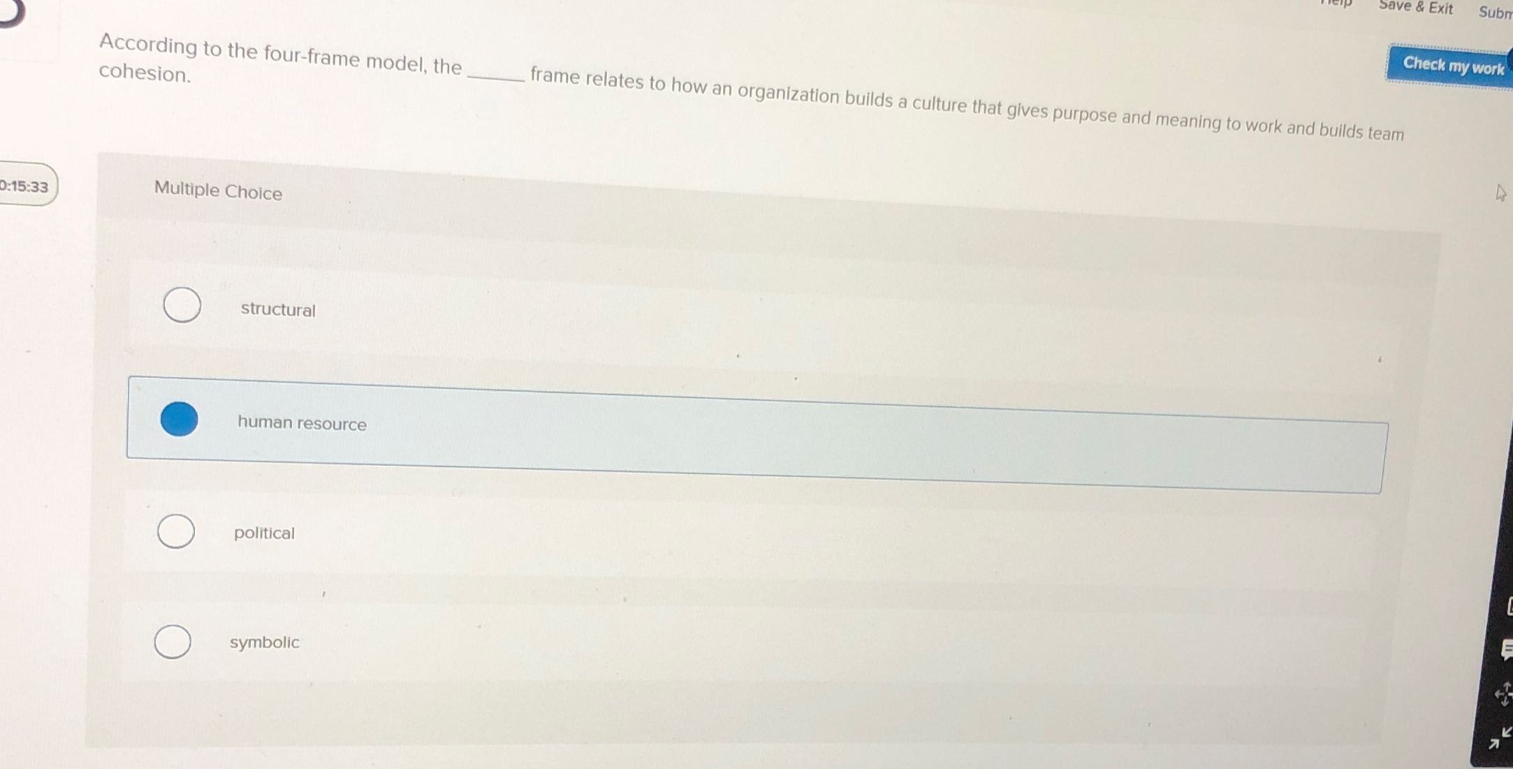  According to the four-frame model, the cohesion. frame relates to how