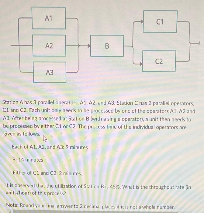  Station A has 3 parallel operators, A1, A2, and A3. Station
