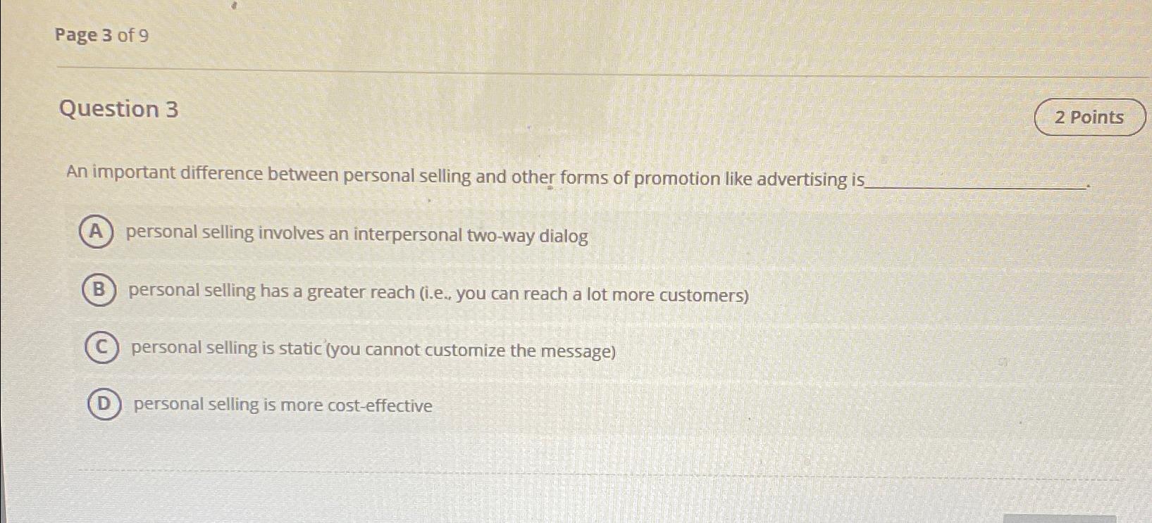  Page 3 of 9 Question 3 An important difference between personal