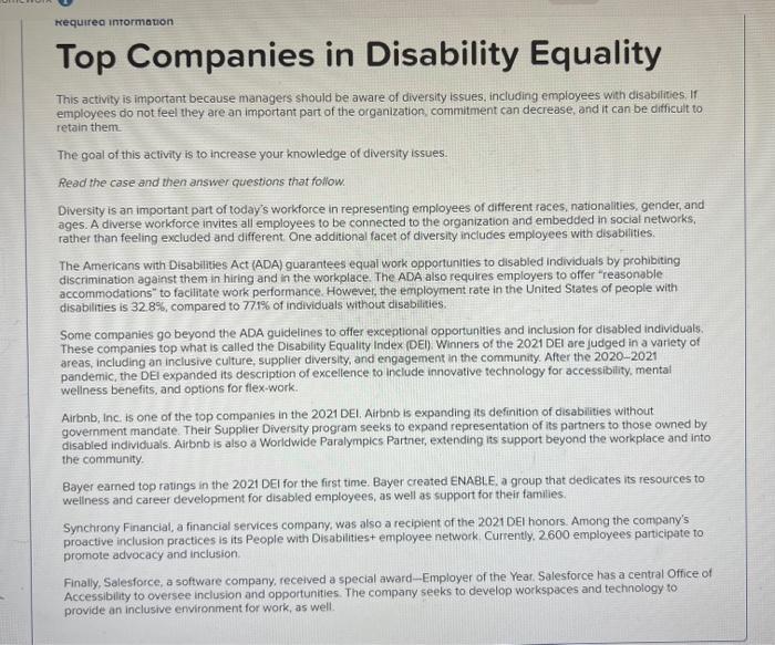  This activity is important because managers should be aware of diversity