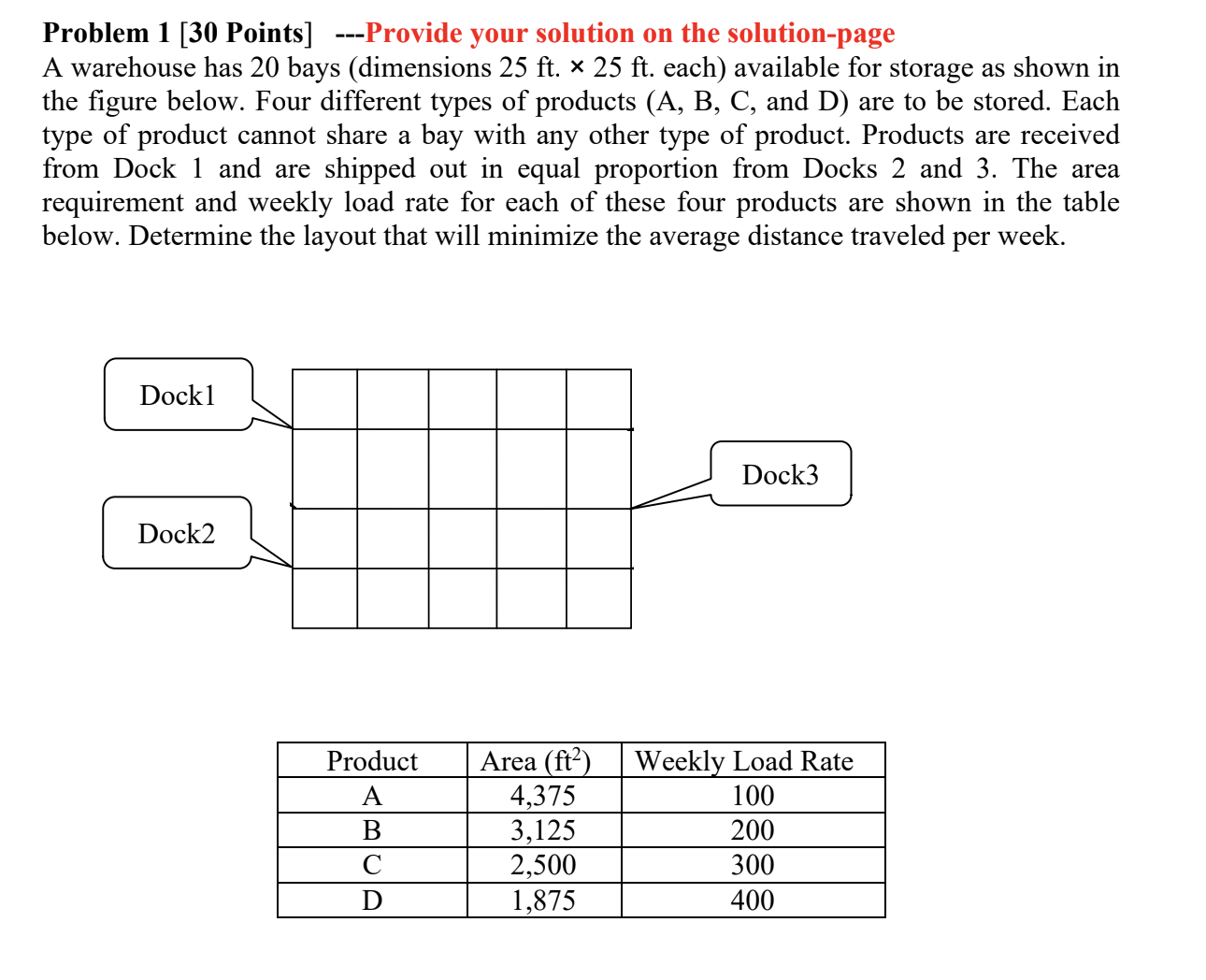 Questions: Problem 1 [30 Points] ---Provide your solution on the solution-page A