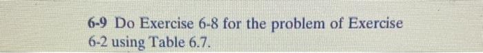  6-9 Do Exercise 6-8 for the problem of Exercise 6-2 using