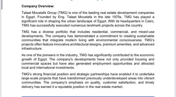 please i need help read and answer the questions Company Overview: Talaat